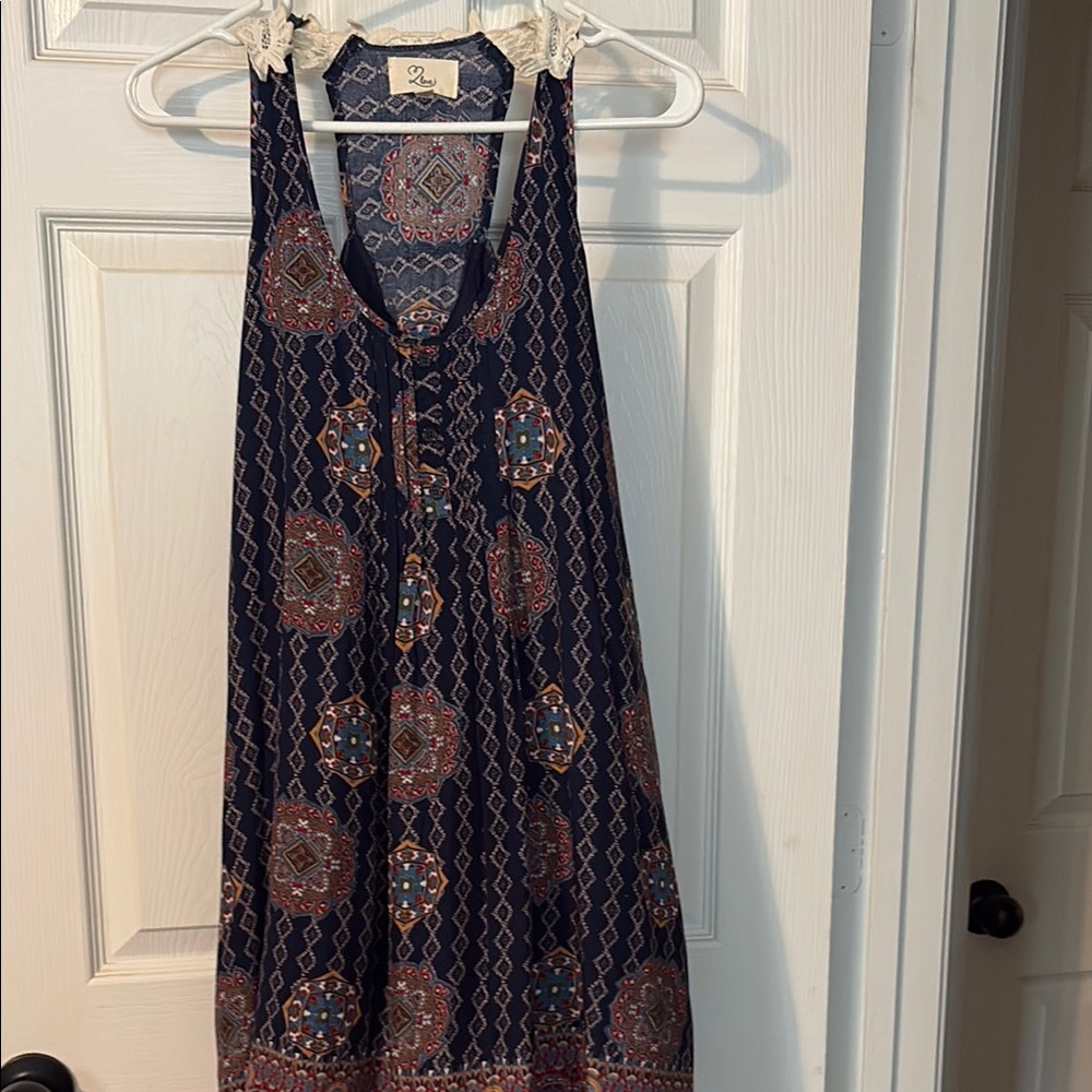T2 Love Navy and Cream Midi Dress